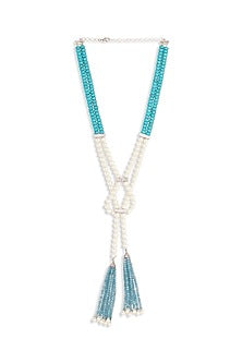 Gold Finish Necklace With Turquoise Beads