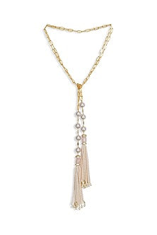 Gold Finish Necklace With Shell Pearls