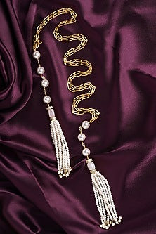 Gold Finish Necklace With Shell Pearls