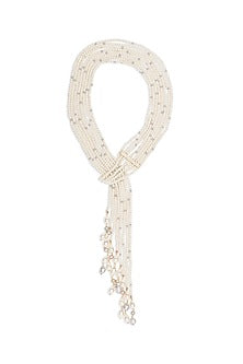 Gold Finish Layered Necklace With Shell Pearls