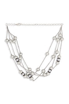 Silver Finish Shell Pearl Necklace