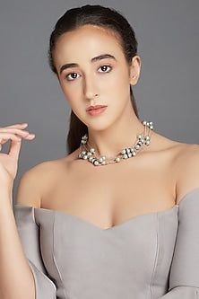 Silver Finish Shell Pearl Necklace