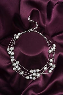 Silver Finish Shell Pearl Necklace