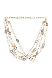 Gold Finish Necklace With Freshwater Pearls