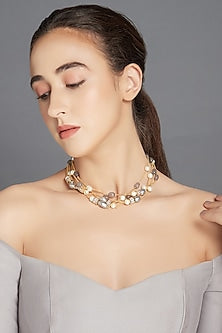 Gold Finish Necklace With Freshwater Pearls