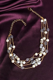 Gold Finish Necklace With Freshwater Pearls