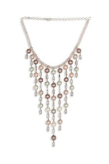 White Finish Necklace With Shell Pearls