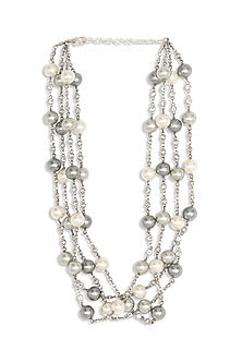 Silver Finish Pearl Layered Necklace