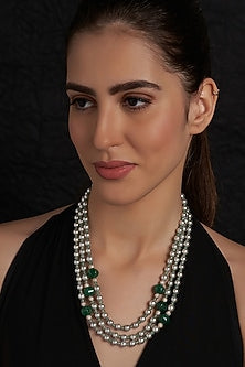 Gold Finish Green Shell Pearl Necklace