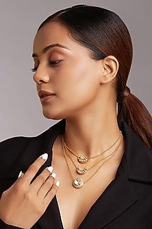 Gold Finish Hydro Moissanite Polki Necklace