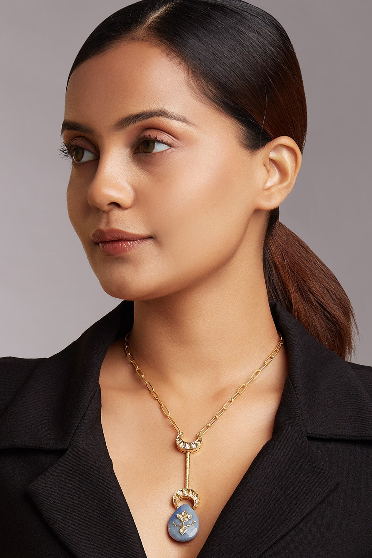 Gold Finish Cubic Zirconia Necklace