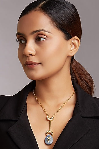 Gold Finish Cubic Zirconia Necklace