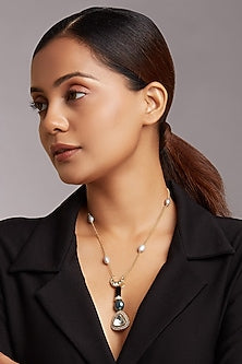 Gold Finish Shell Pearl Necklace