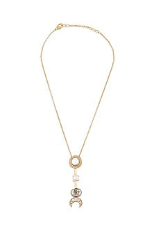 Gold Finish Necklace With Hydro Mozanite Polki