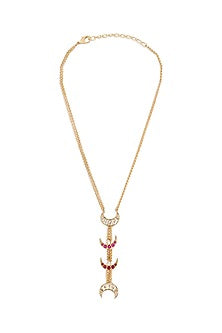 Gold Finish Necklace With Hydro Rubies