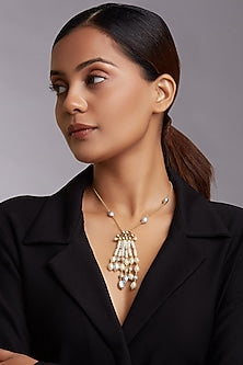 Gold Finish Necklace With Pearls