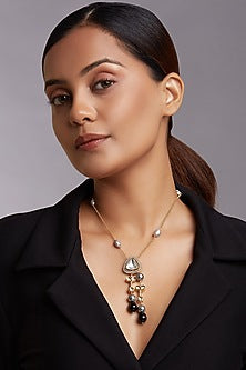 Gold Finish Black Onyx Necklace