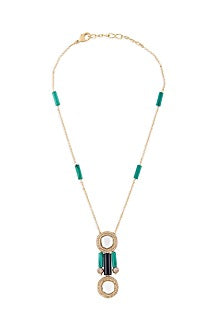 Gold Finish Necklace With Jade Drops
