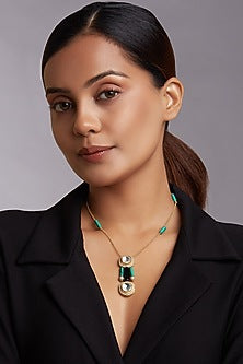 Gold Finish Necklace With Jade Drops
