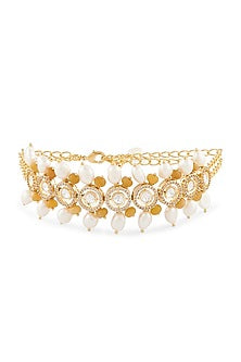 Gold Finish Choker Necklace With Agate Drops