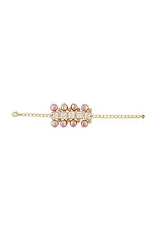 Gold Finish Brown Pearl Bracelet