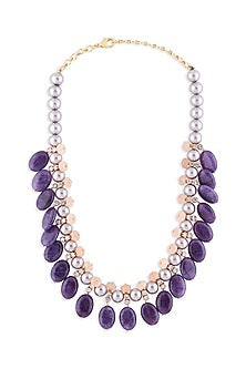 Gold Finish Amethyst Tumble Necklace