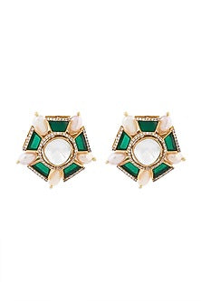 Gold Finish Freshwater Pearl Stud Earrings