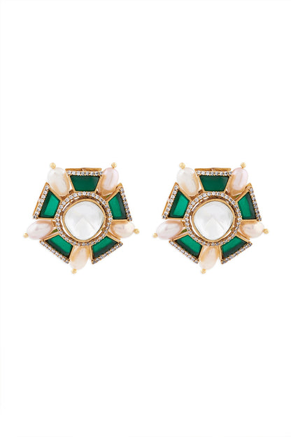 Gold Finish Freshwater Pearl Stud Earrings