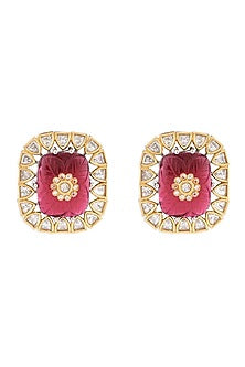 Gold Finish Cubic Zirconia Stud Earrings