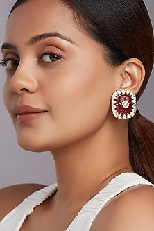 Gold Finish Cubic Zirconia Stud Earrings