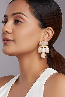 Gold Finish Fresh Water Pearl Dangler Earrings