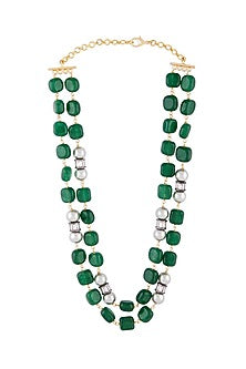 Gold Finish Green Onyx Layered Necklace