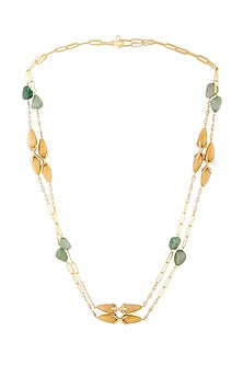 Gold Finish Agate Stones Layered Necklace