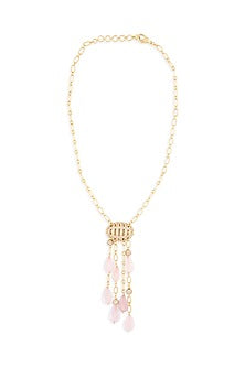 Gold Finish Rose Quartz Necklace