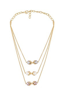 Gold Finish Pearls Layered Necklace