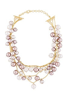 Gold Finish Multi-Colored Pearls Necklace