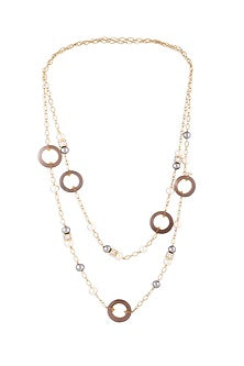 Gold Finish Agate & Pearls Necklace