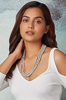 Rose Gold Finish Pearl Necklace