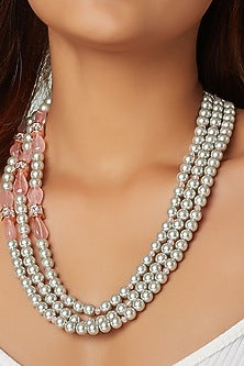 Rose Gold Finish Pearl Necklace