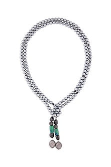 Black Rhodium Finish Pearl Scarf Necklace
