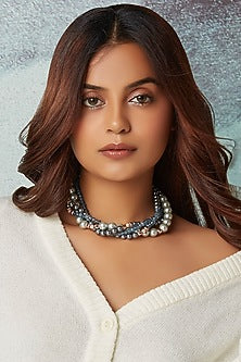 Rose Gold Finish Pearl Layered Necklace