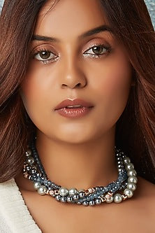 Rose Gold Finish Pearl Layered Necklace