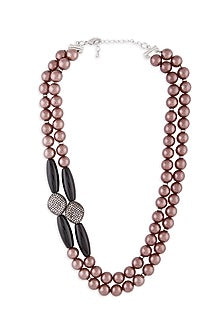 Black Rhodium Finish Pearl Layered Necklace