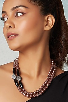 Black Rhodium Finish Pearl Layered Necklace