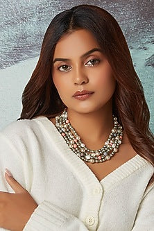 Multi-Colored Pearls Layered Necklace