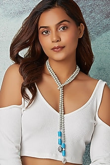 Grey Pearls Scarf Necklace