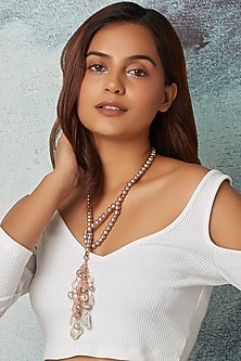Rose Gold Quartz Scarf Necklace