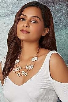 Rose Gold Finish Mother Of Pearl Necklace