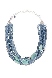 Blue Agate Layered Choker Necklace