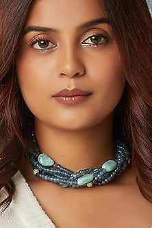 Blue Agate Layered Choker Necklace